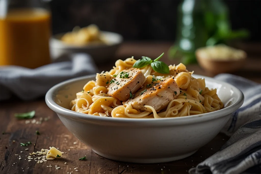 slow cooker garlic parmesan chicken pasta