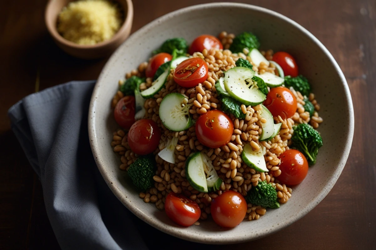 Blistered tomato farro dish 