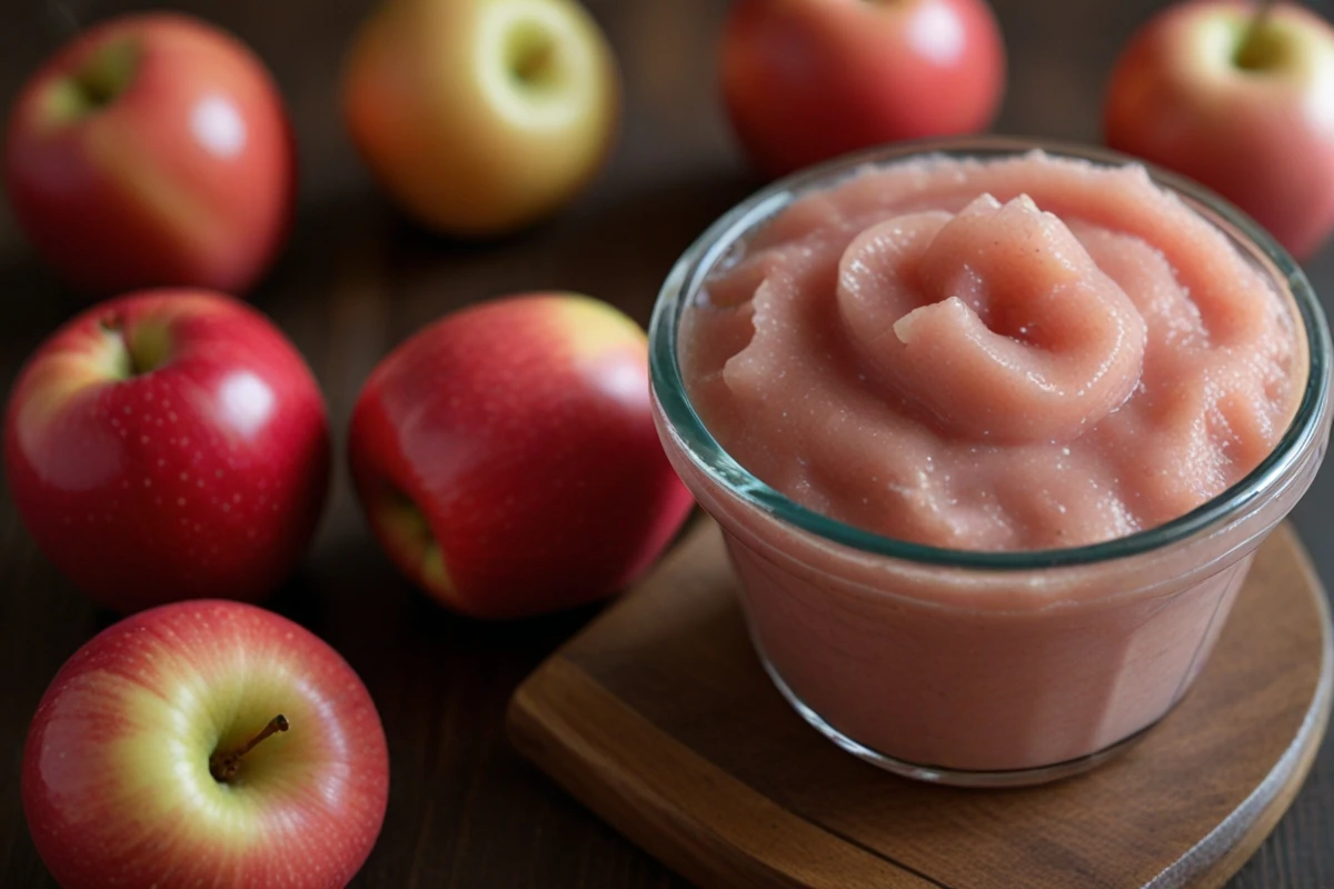 Pink apple sauce