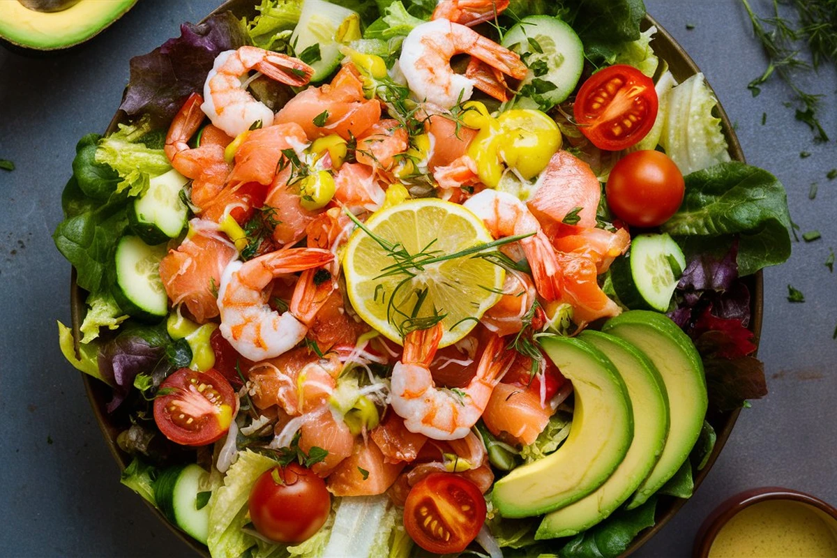 Seafood salad dish